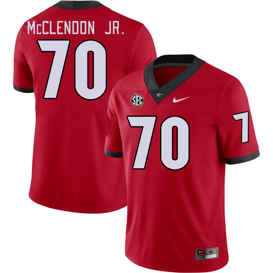 #70 Warren McClendon Jr. Georgia Bulldogs Jerseys Football Stitched-Retro Red